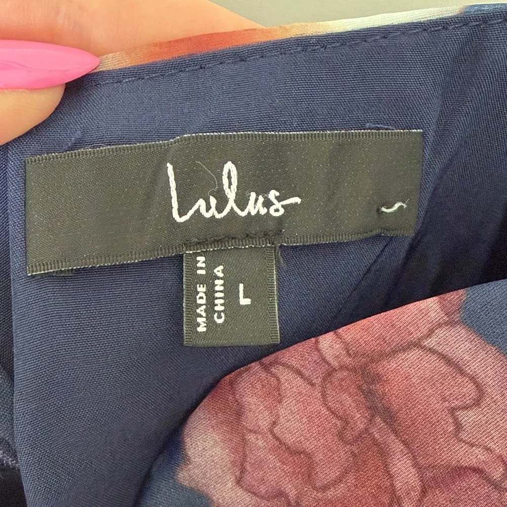 Lulu's Navy Floral Sweetheart Midi Dress